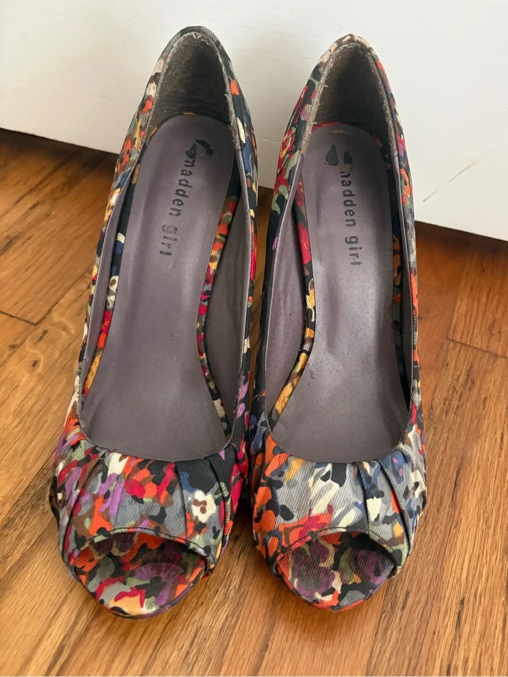 **3 for $20!!** Madden Girl Floral Peep-toe Heels 9.5